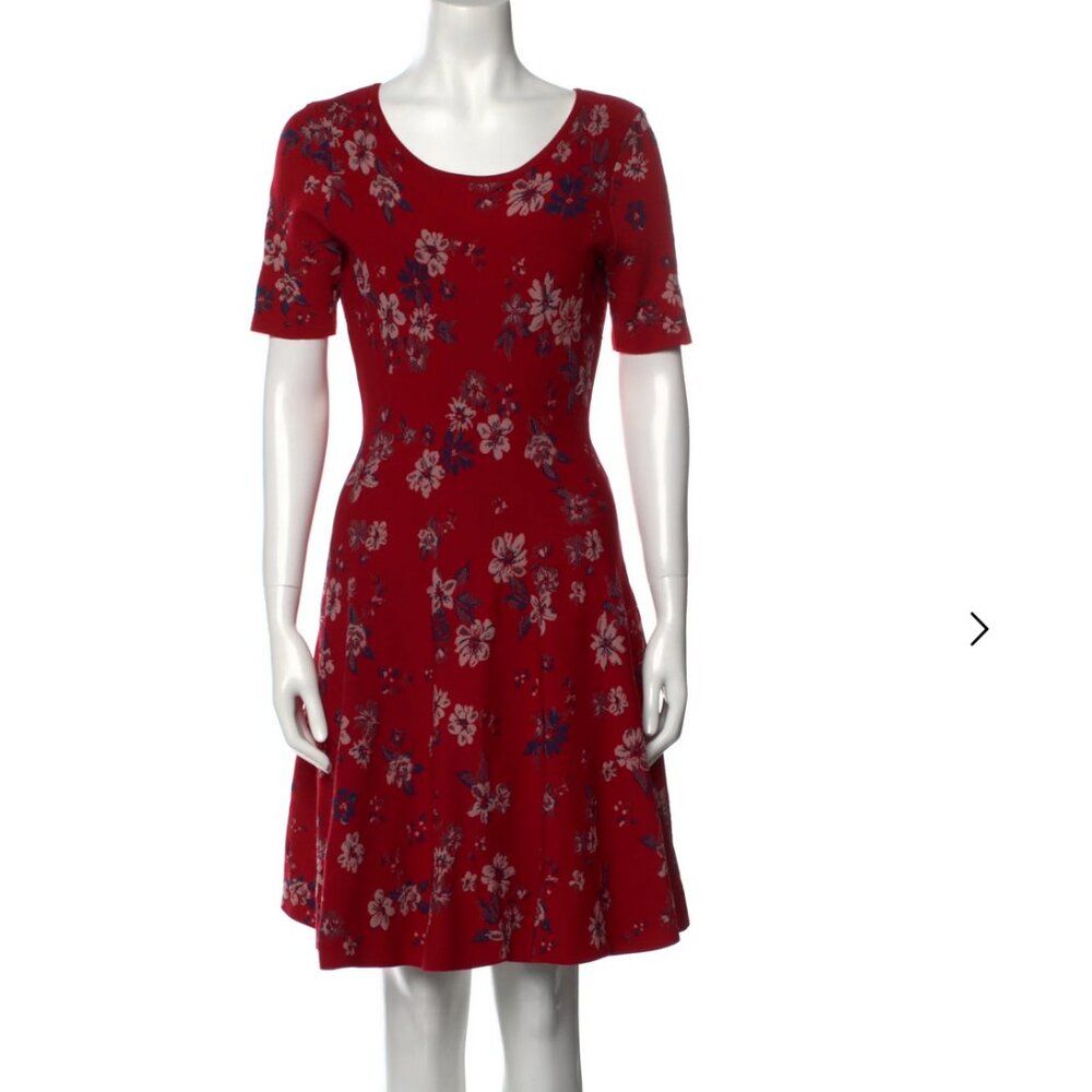Milly Red Floral Fit & Flare Dress – Sz S
